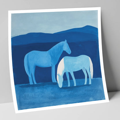 Cobalt Companions horse landscape art print