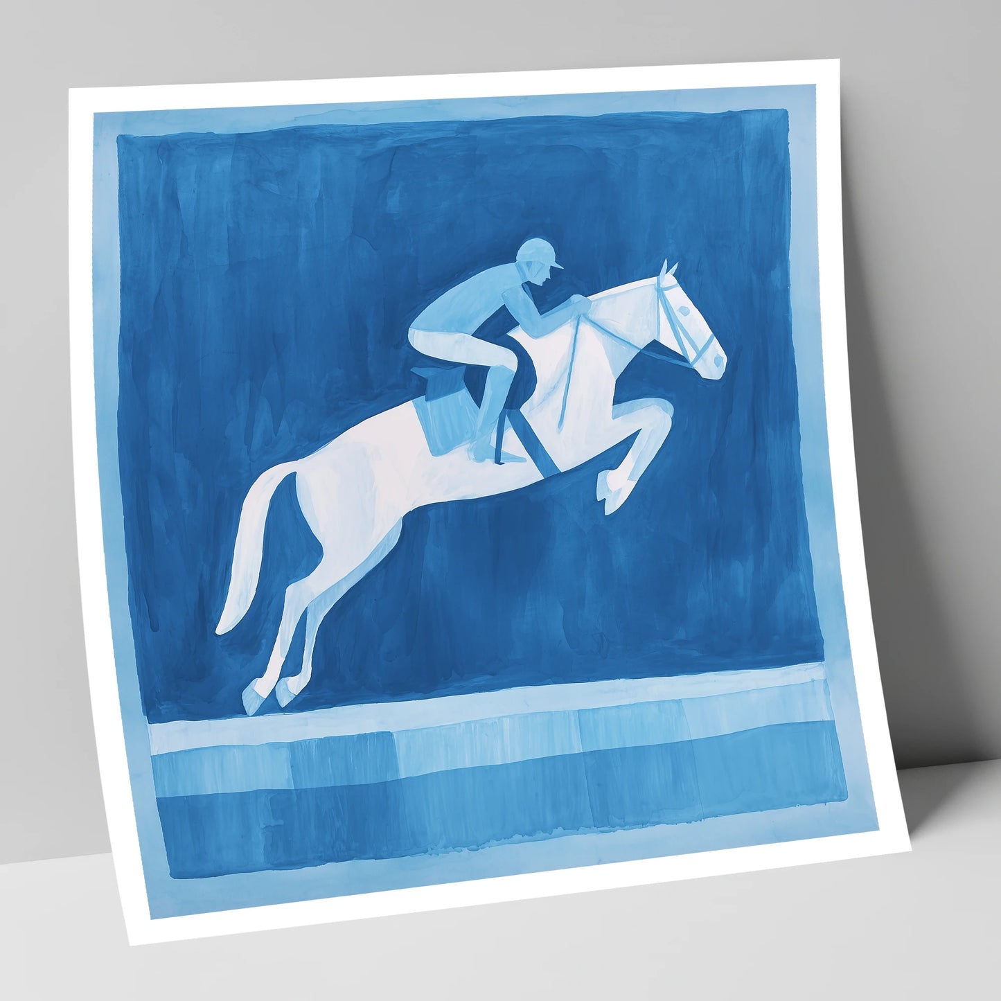 Azure Leap show jumping horse art print