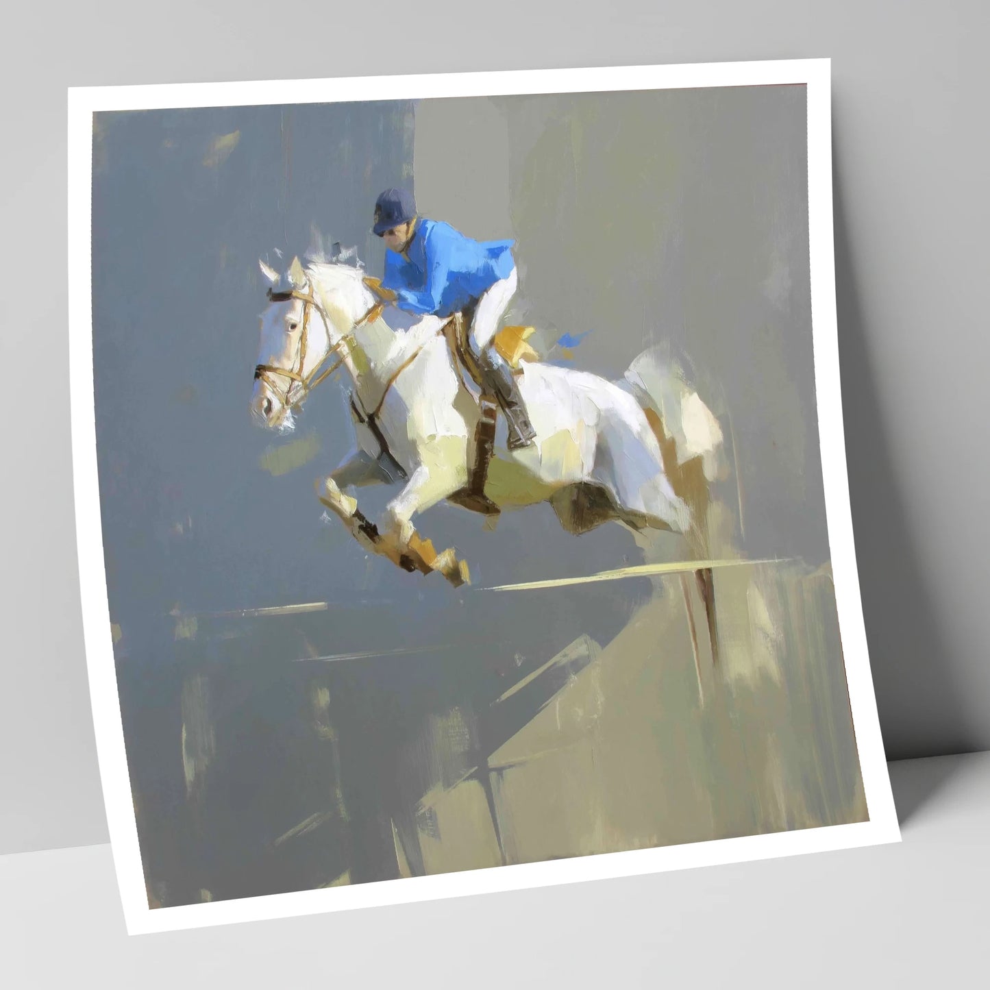 Suspension in Slate show jumping horse art print