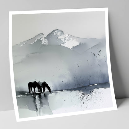 Mountain Mist Reflections horse landscape art print