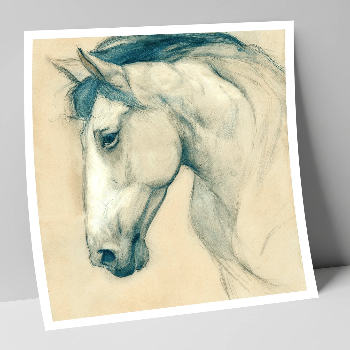 Quiet Grey Profile horse portrait art print