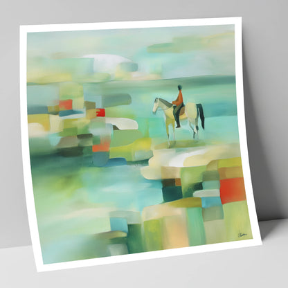 Geometric Shoreline Rider beach horse art print