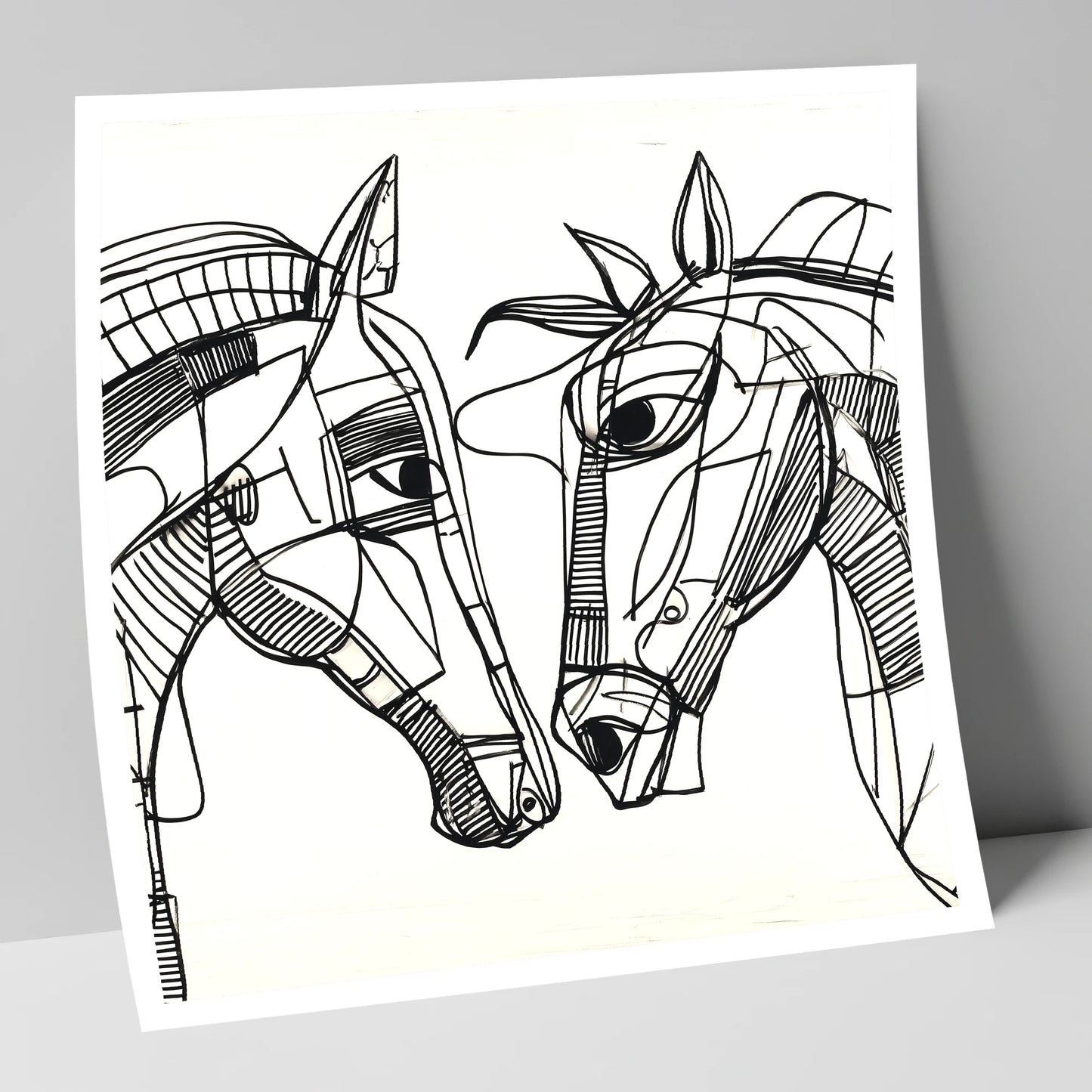 Linear Equine Connection horse portrait art print