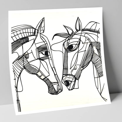 Linear Equine Connection horse portrait art print