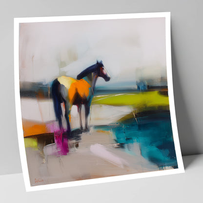 Abstract Equine Horizon horse landscape art print
