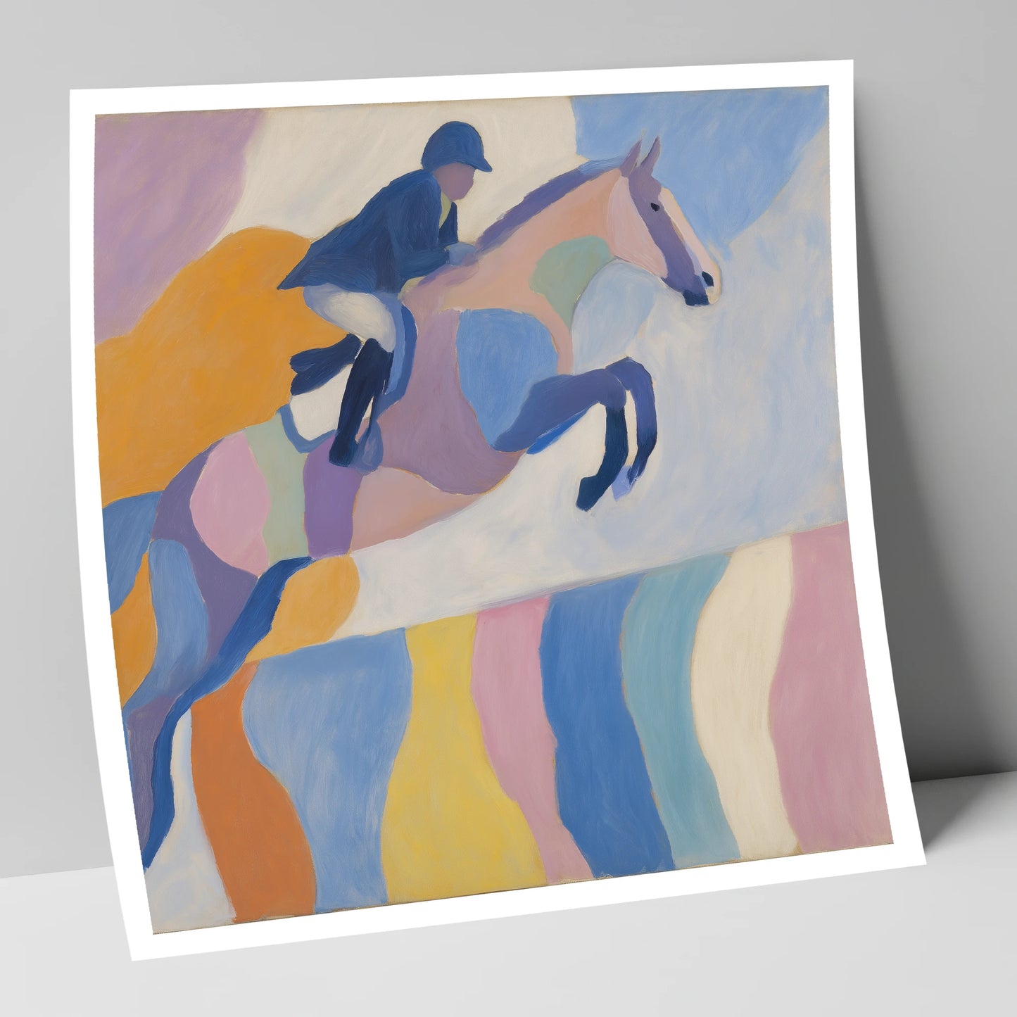 Pastel Abstract Leap show jumping horse art print