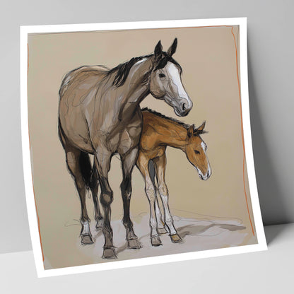 A Quiet Bond mare & foal art print