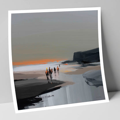 Sunset Coastal Hack horse landscape art print