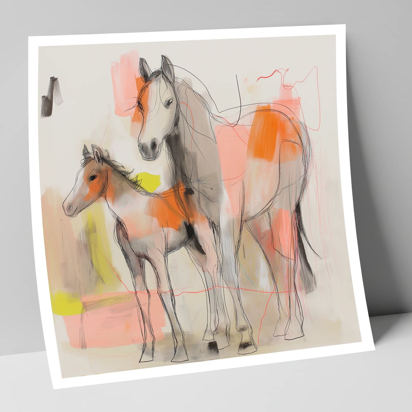 Contemporary Bond mare & foal art print