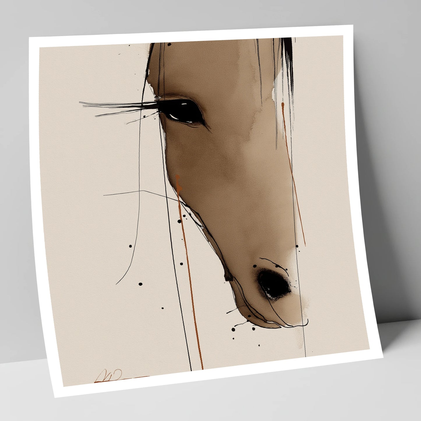Fluid Sepia Gaze horse portrait art print