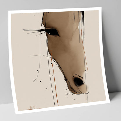 Fluid Sepia Gaze horse portrait art print