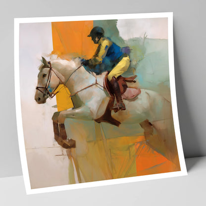 Flight in Vibrant Colour show jumping horse art print