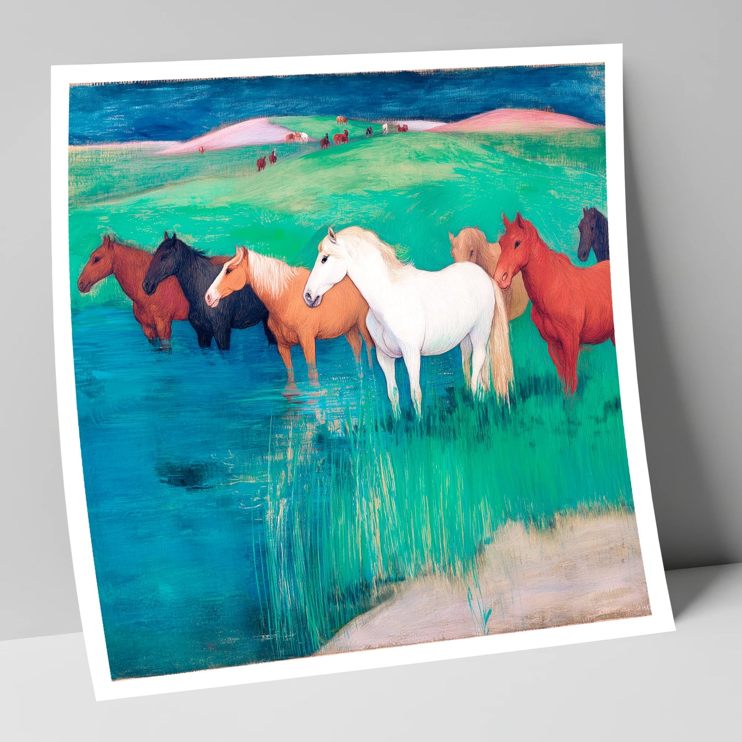 The Emerald Shallows wild horses art print