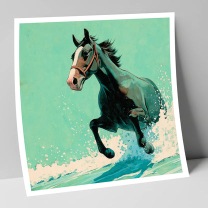 Sea Spray Gallop beach horse art print