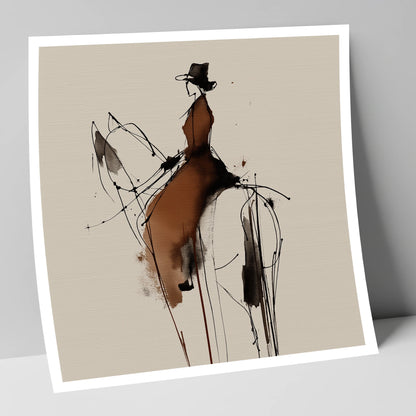 Sepia Equestrian Silhouette horse & rider art print