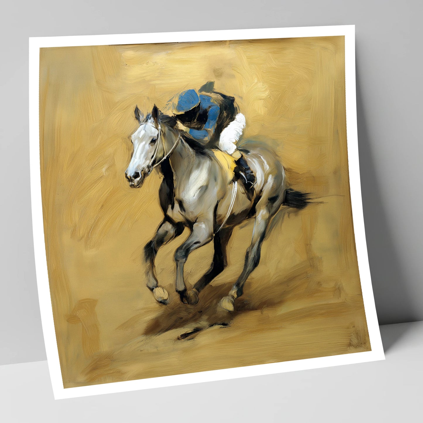 The Grey Challenger racing horse art print