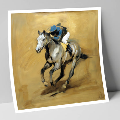 The Grey Challenger racing horse art print