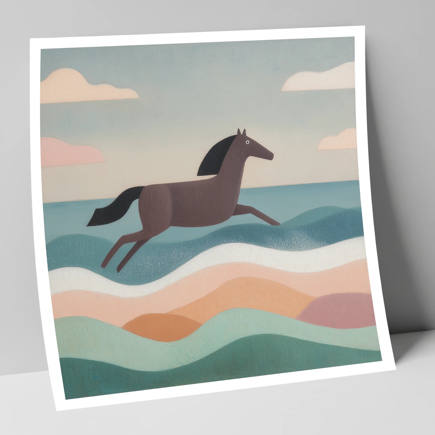 Rhythmic Coastal Canter beach horse art print