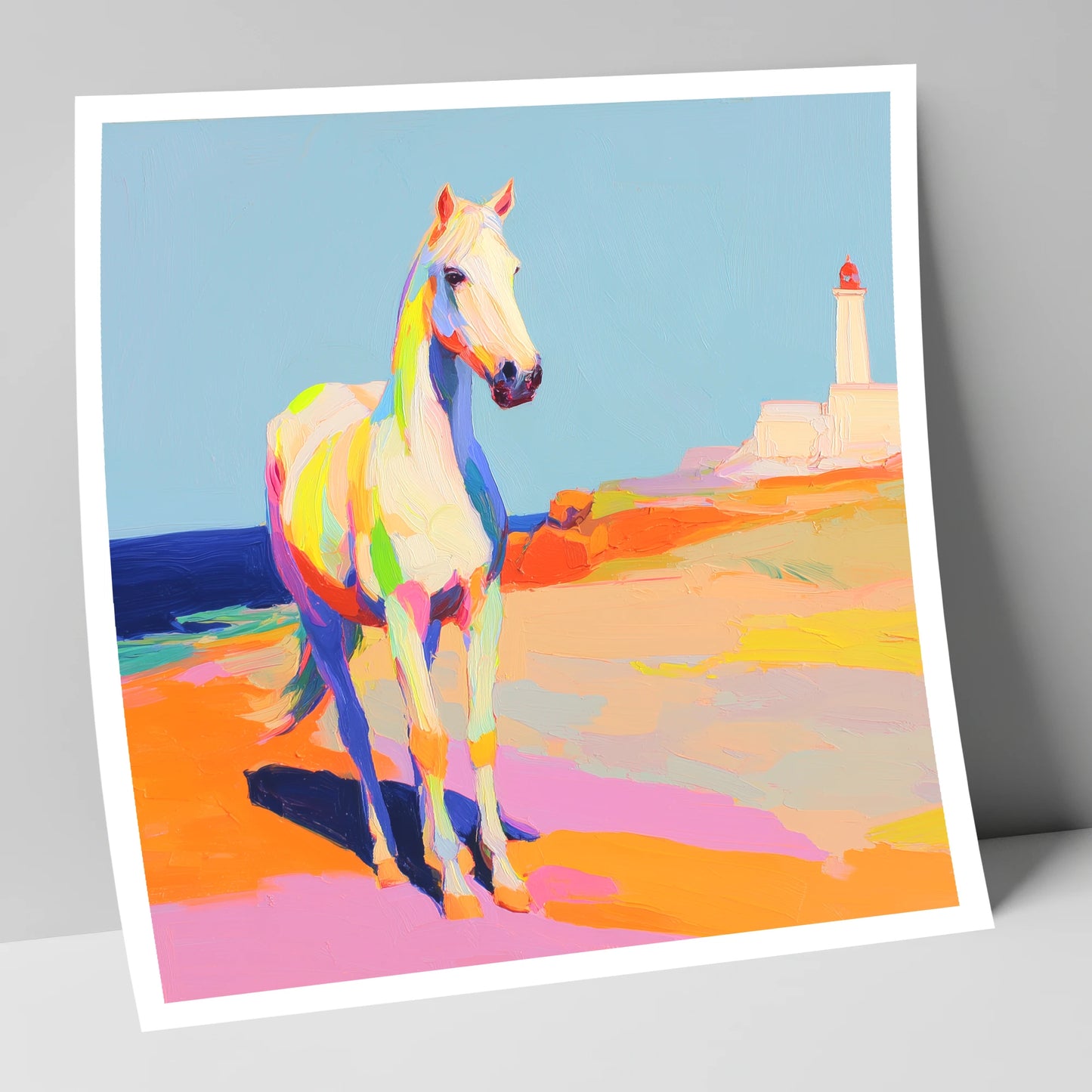 Vibrant Coastal Equine horse landscape art print