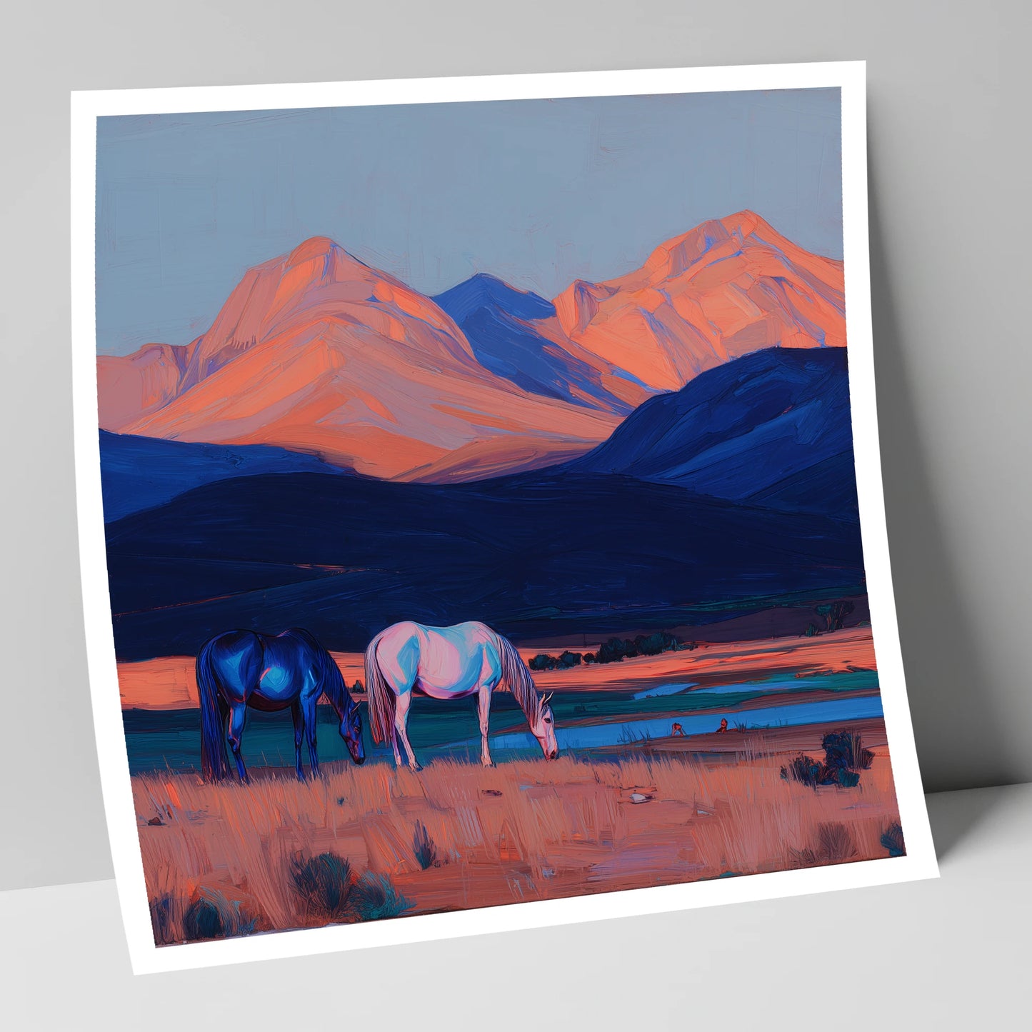 Dusk Mountain Pasture horse landscape art print