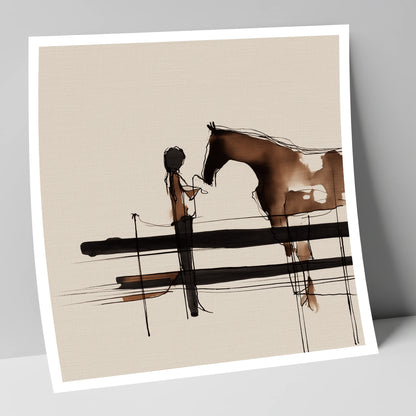 Connection at the Fence horse & rider art print