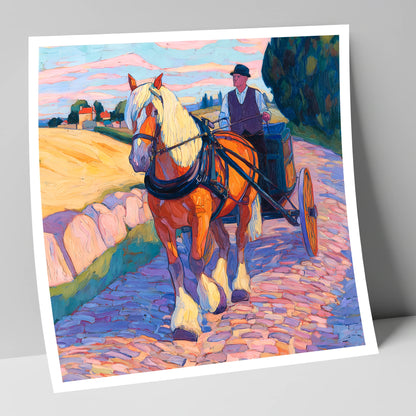 Evening Draught on Cobbles working horse art print