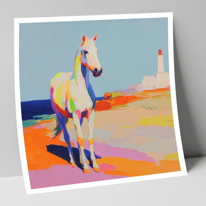 Vibrant Coastal Equine horse landscape art print