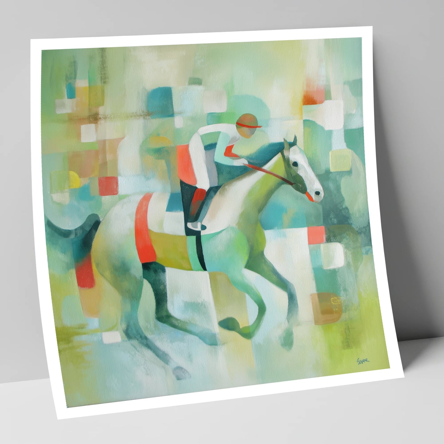 Geometric Gallop racing horse art print