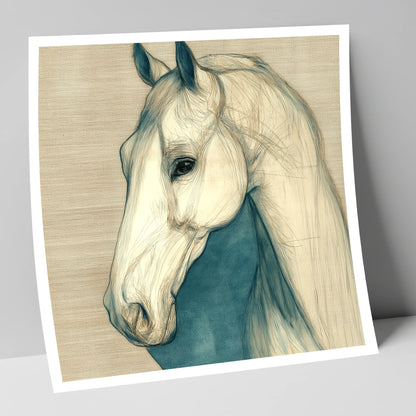 Serene Profile Sketch horse portrait art print