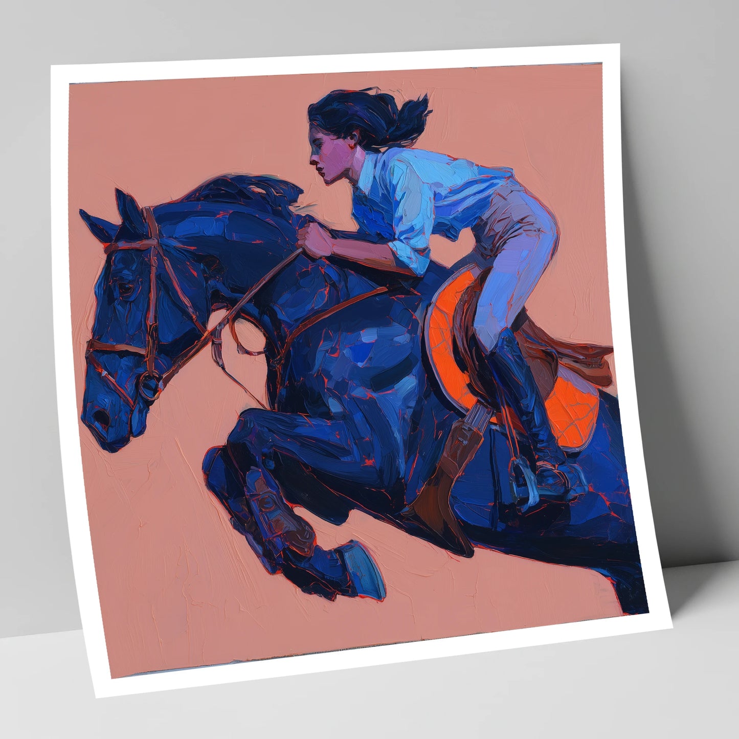 Indigo Flight show jumping horse art print