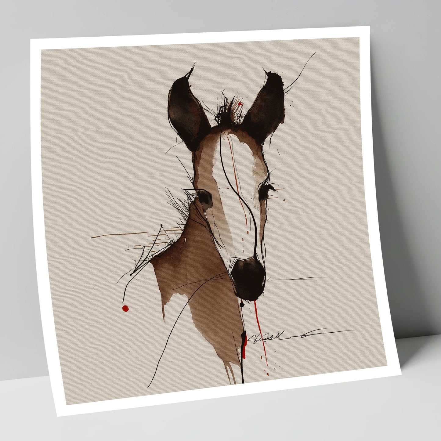 Delicate Ink Foal horse portrait art print
