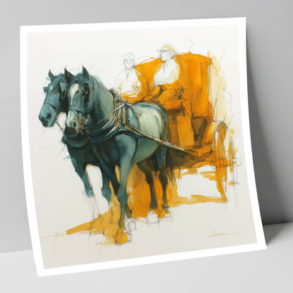 The Amber Carriage Pair working horse art print