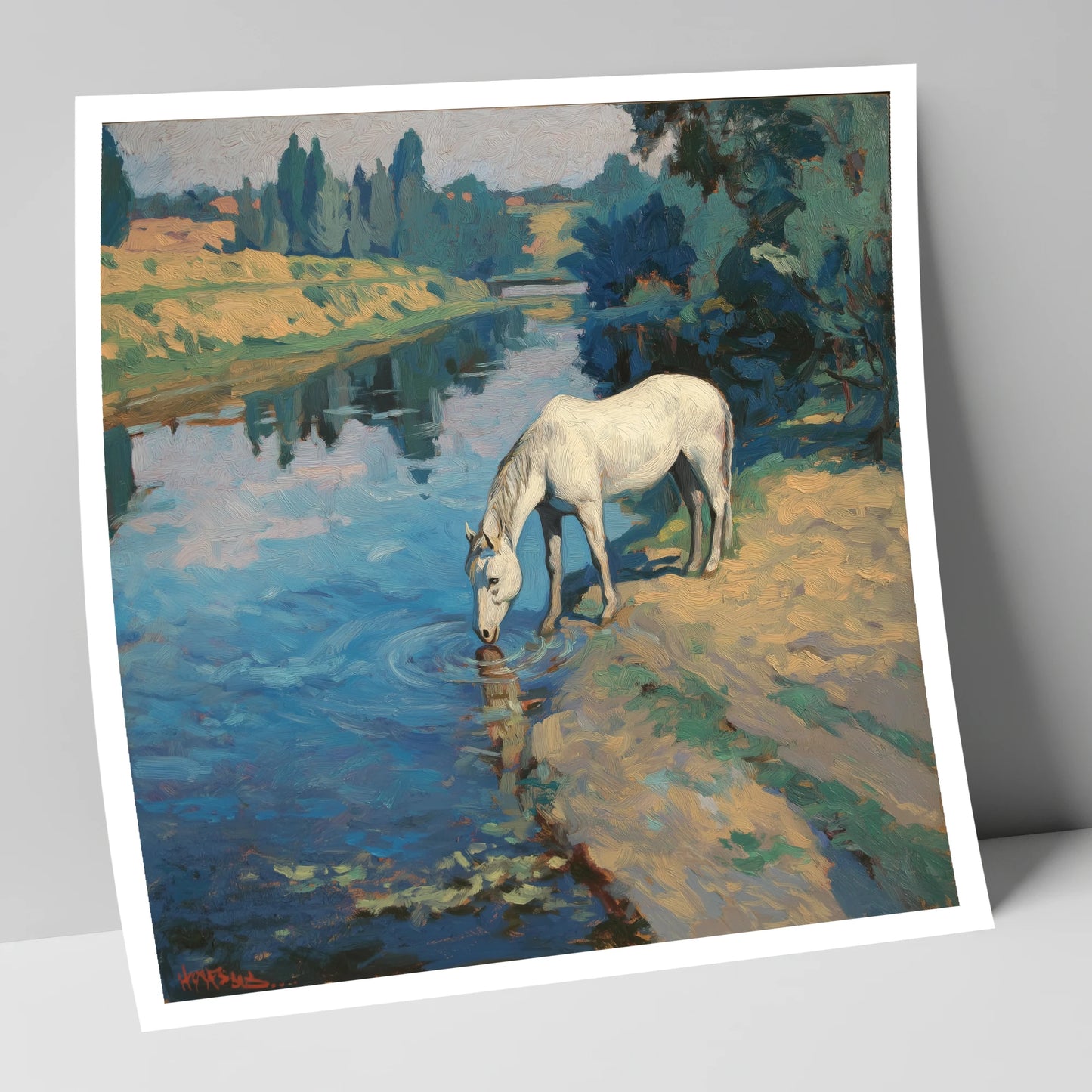 Solace at the River horse landscape art print