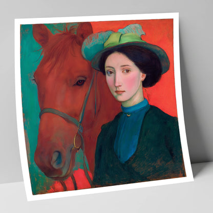 Crimson and Teal Bond horse & rider art print