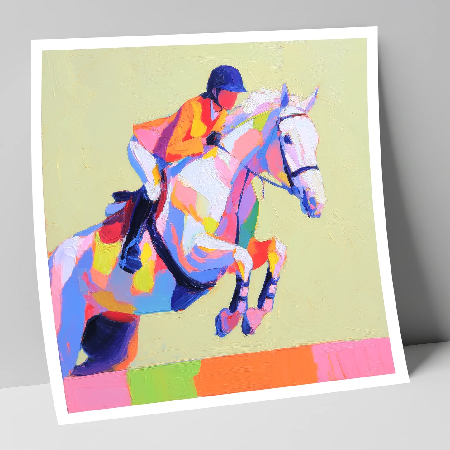 Technicolour Flight show jumping horse art print