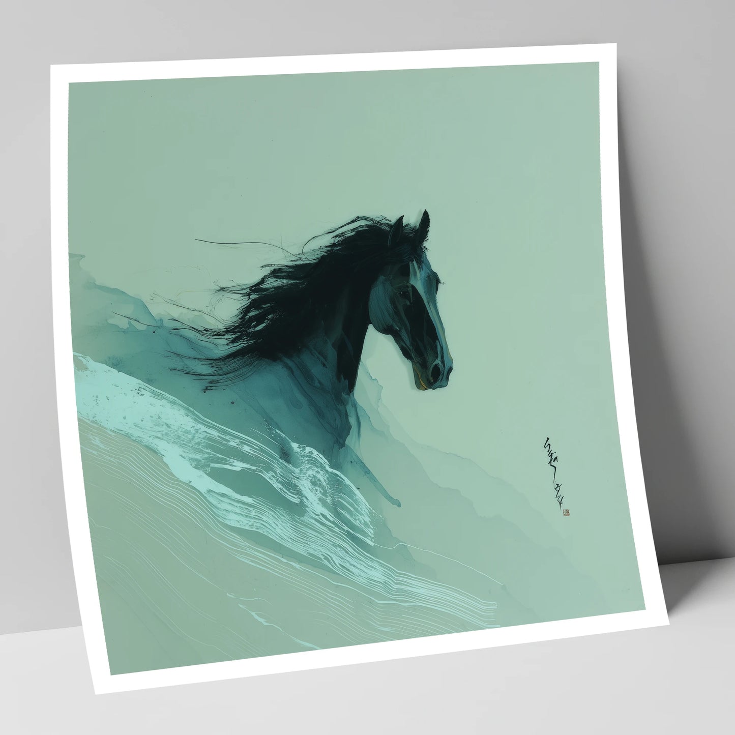 Charcoal Tempest horse breed art print