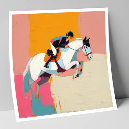 Vibrant Flight show jumping horse art print