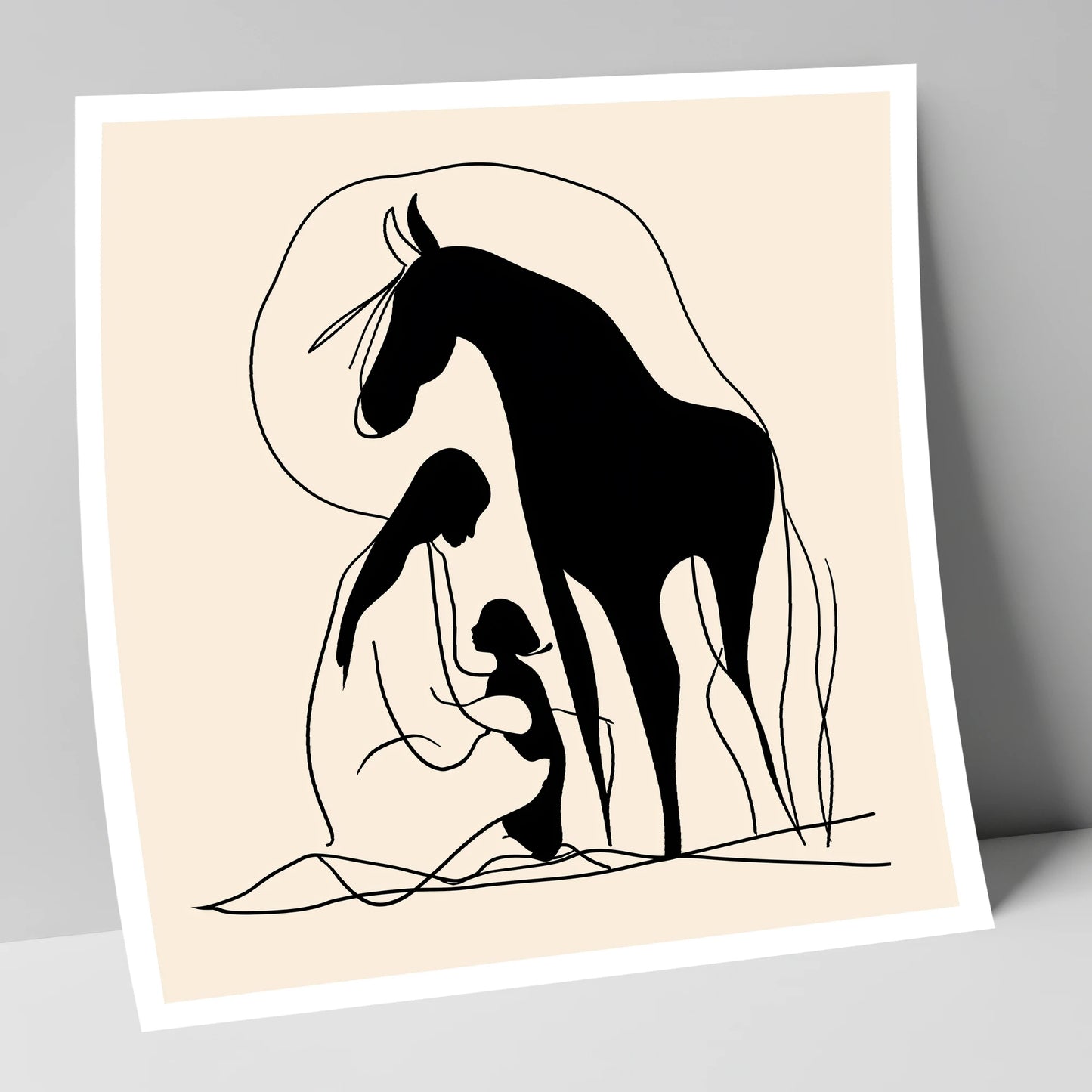 The Gentle Guardian horse & rider art print