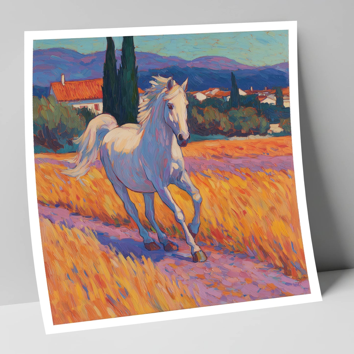 Sunlit Provincial Grey horse breed art print
