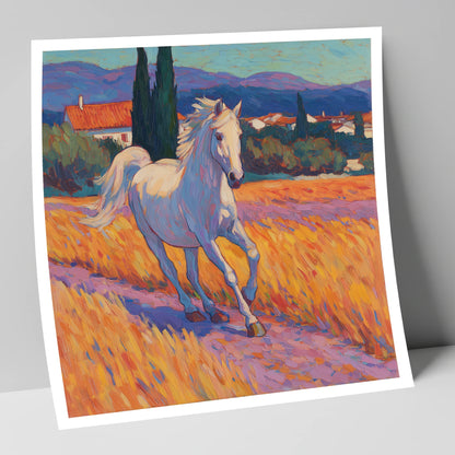 Sunlit Provincial Grey horse breed art print