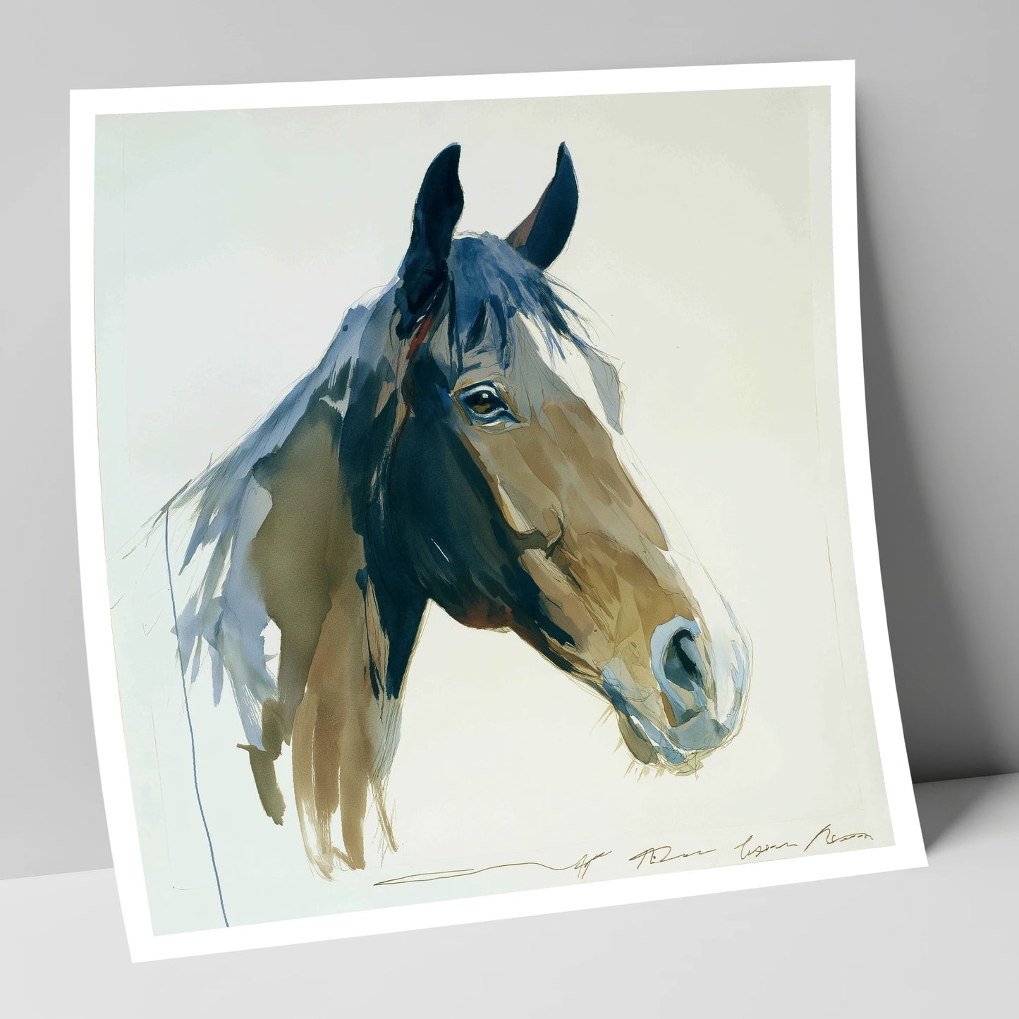 Indigo Wash Bay Portrait horse portrait art print