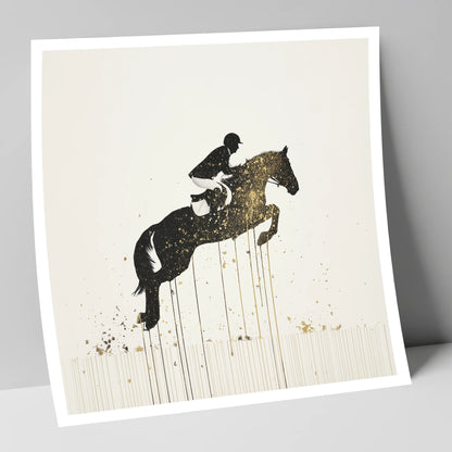 Suspended in Gold show jumping horse art print