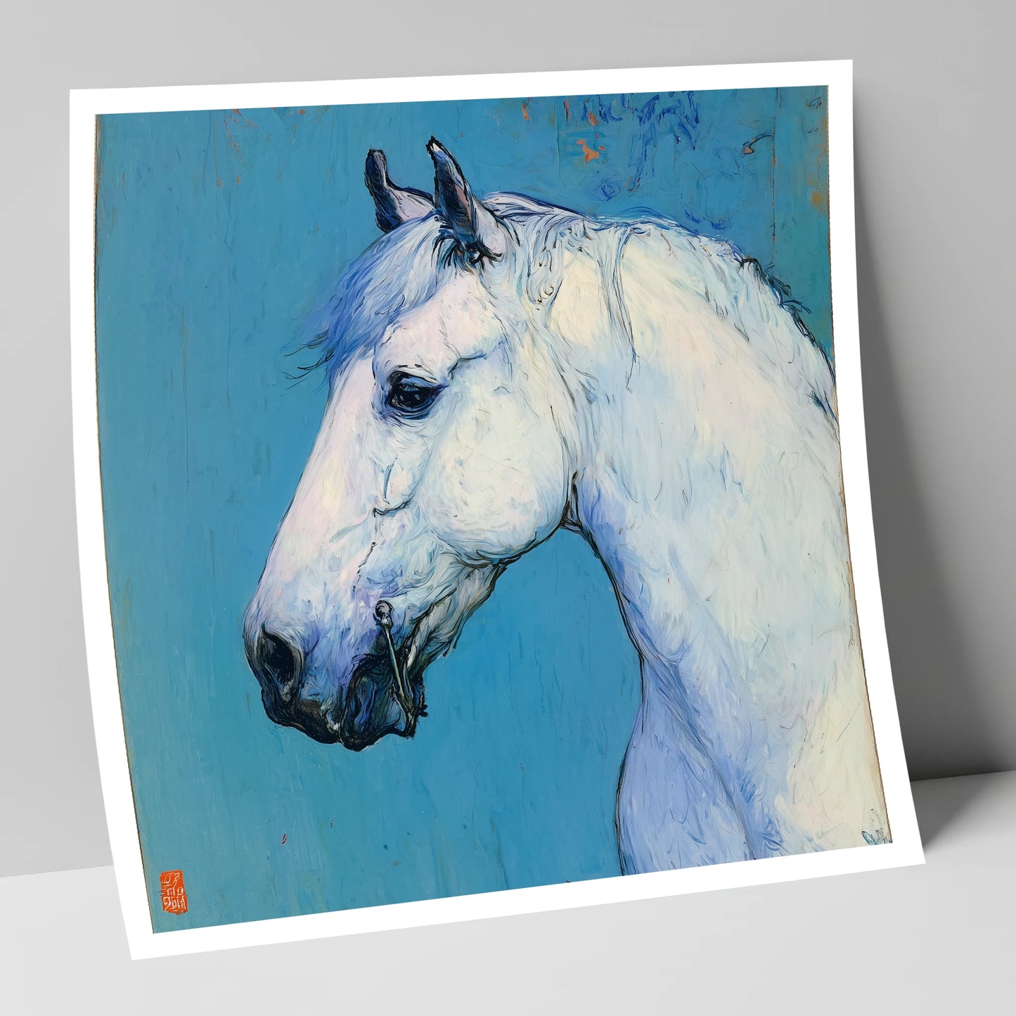 Cerulean Grey Profile horse portrait art print