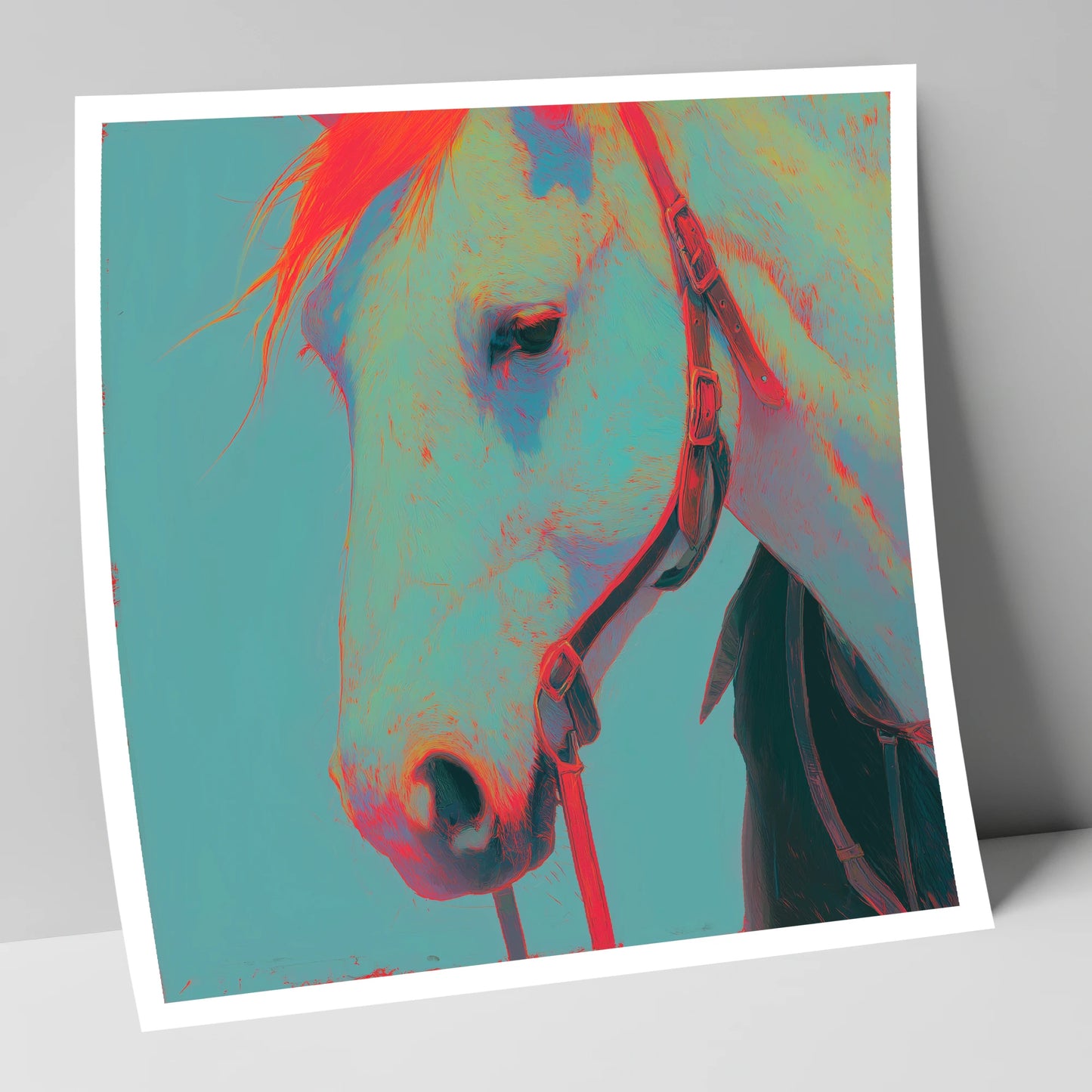 Electric Teal Profile horse portrait art print