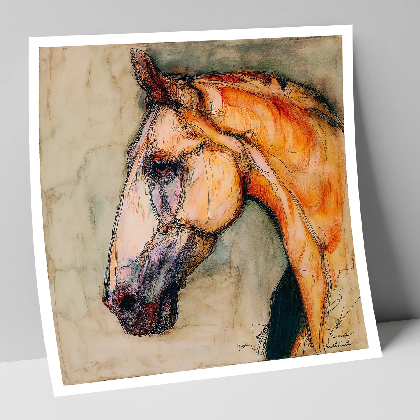 Sienna Wash Equine Study horse portrait art print