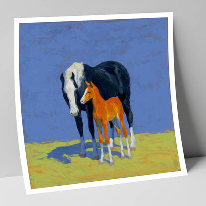 Vibrant Pasture Bond mare & foal art print