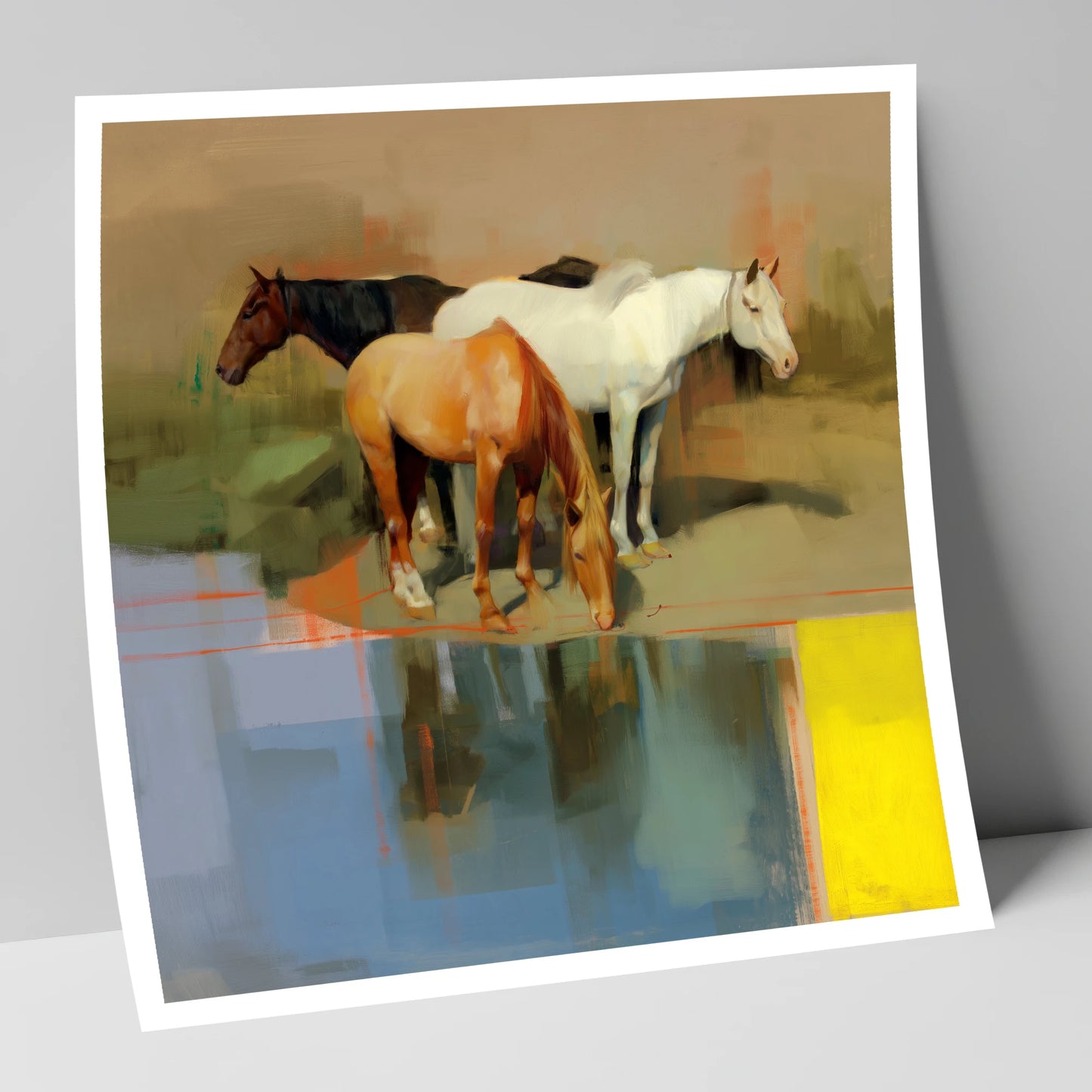 Vibrant Equine Reflections wild horses art print