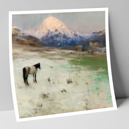 Alpine Solitude horse landscape art print