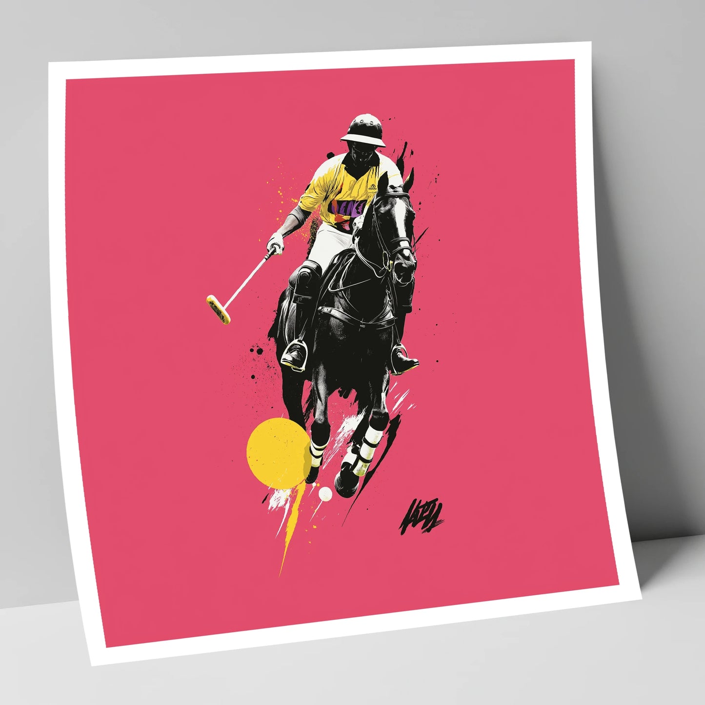 Magenta Chukka polo horse art print
