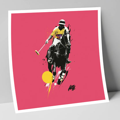 Magenta Chukka polo horse art print